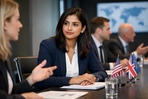 Professional in a global meeting